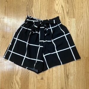 Black and White Checkered Women Shorts